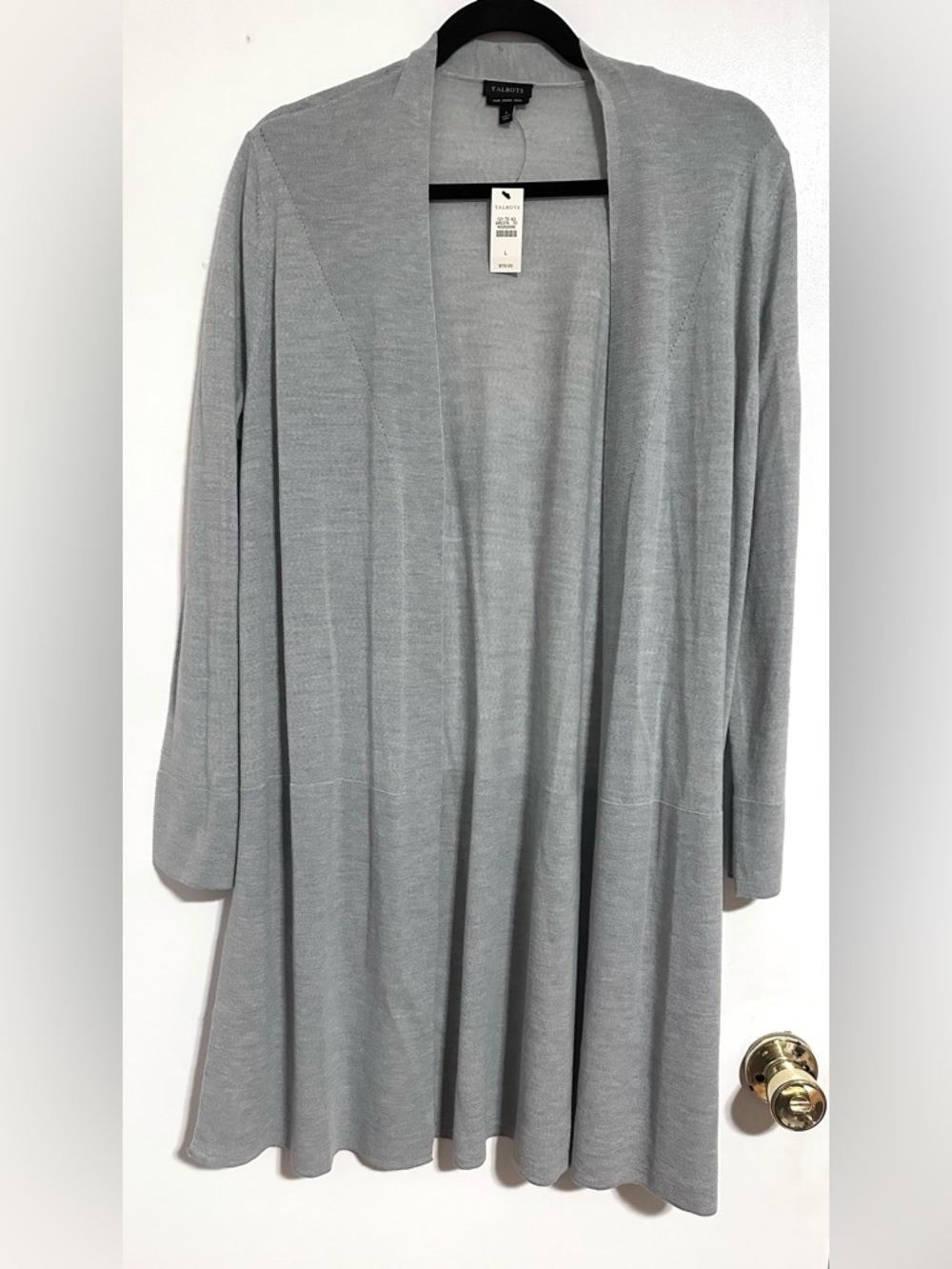 Talbots Merino Wool Open Front Cardigan Duster Large NWT